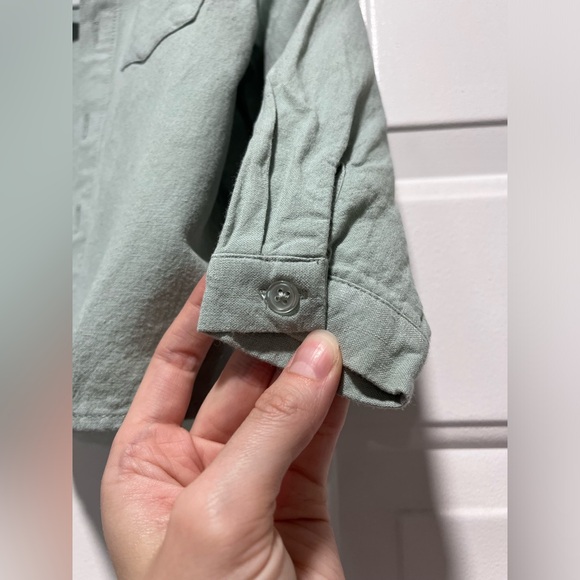 Edgehill Collection Sage Green Linen Button down Peter Pan collar Shirt 18 Month - Picture 8 of 16